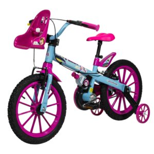 Bicicleta R16 Nathor Unicorn con cantimplora y sillita para muñecas